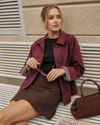 Red Solid Pockets Button Jacket
