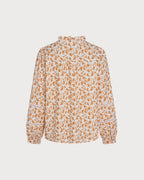 Apricot Ruffled Plant Button Shirt