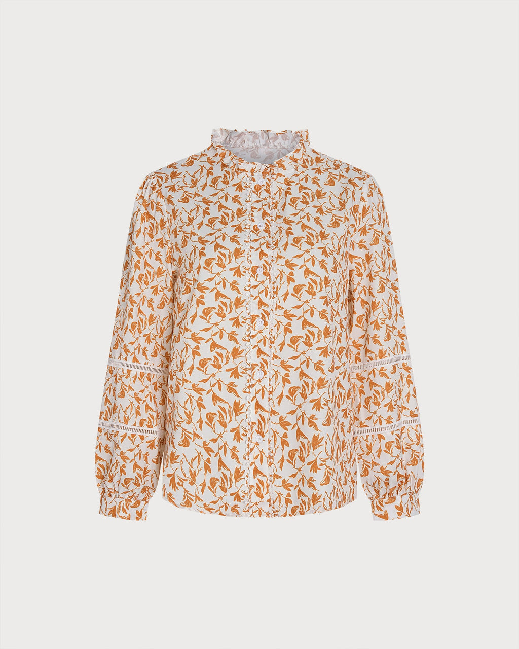 Apricot Ruffled Plant Button Shirt