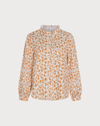 Apricot Ruffled Plant Button Shirt