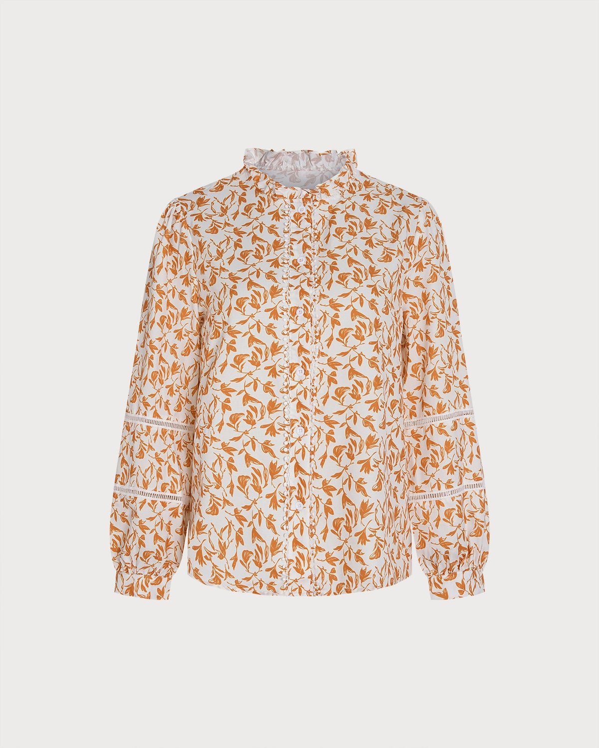 Apricot Ruffled Plant Button Shirt