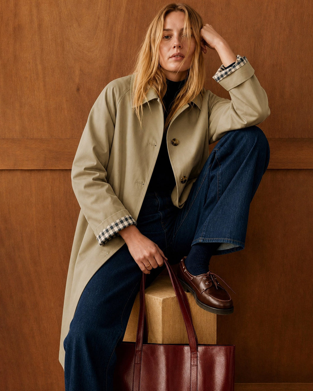 Khaki Single Breasted Pockets Trench Coat