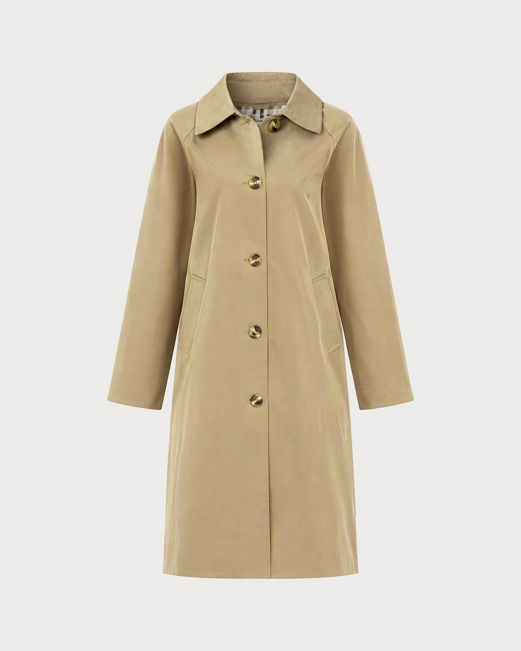 Khaki Single Breasted Pockets Trench Coat