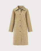 Khaki Single Breasted Pockets Trench Coat