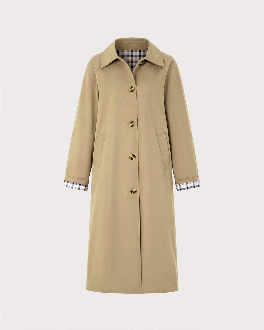 Khaki Single Breasted Pockets Trench Coat