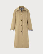 Khaki Single Breasted Pockets Trench Coat
