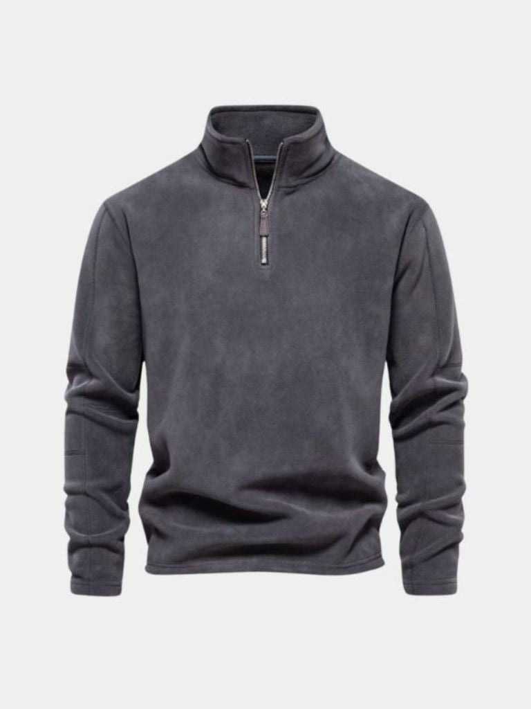 Mock-Neck Zip-Up Relaxed Cardigan
