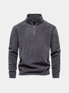 Mock-Neck Zip-Up Relaxed Cardigan