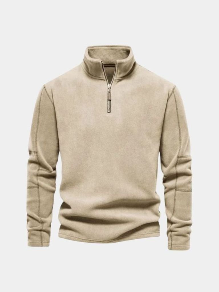 Mock-Neck Zip-Up Relaxed Cardigan