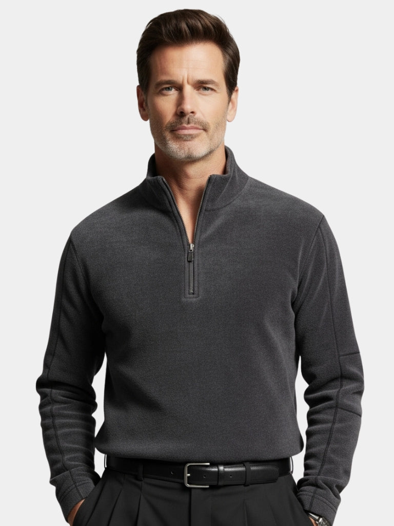Mock-Neck Zip-Up Relaxed Cardigan