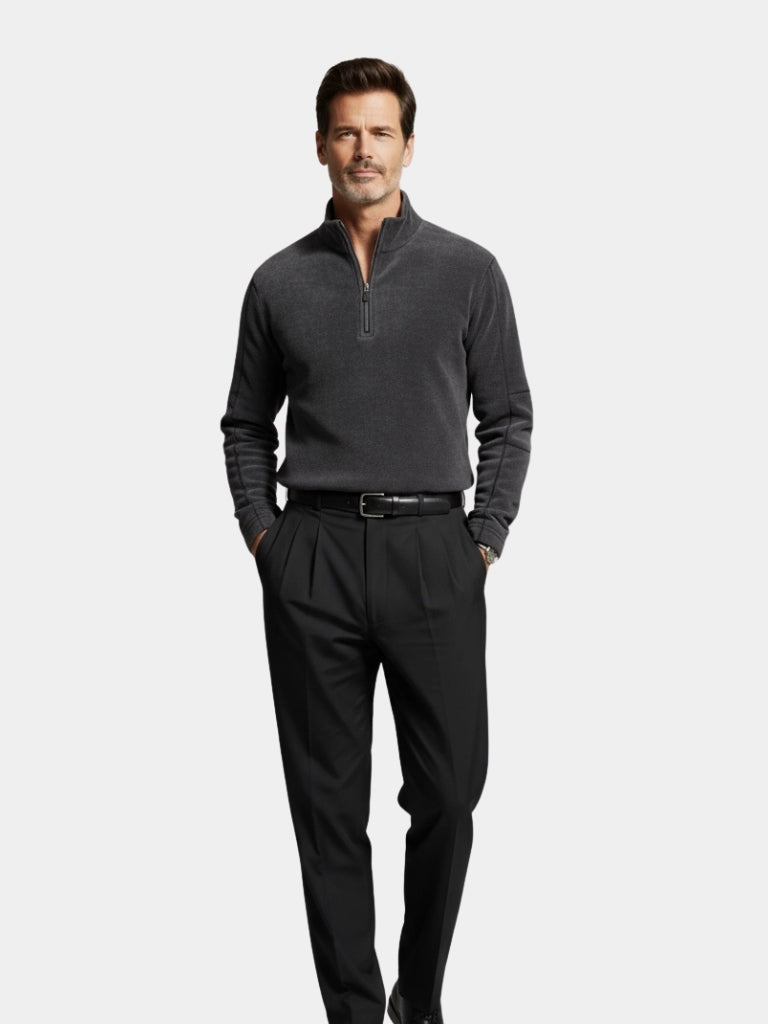 Mock-Neck Zip-Up Relaxed Cardigan