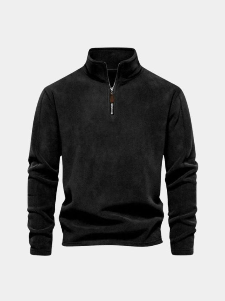 Mock-Neck Zip-Up Relaxed Cardigan