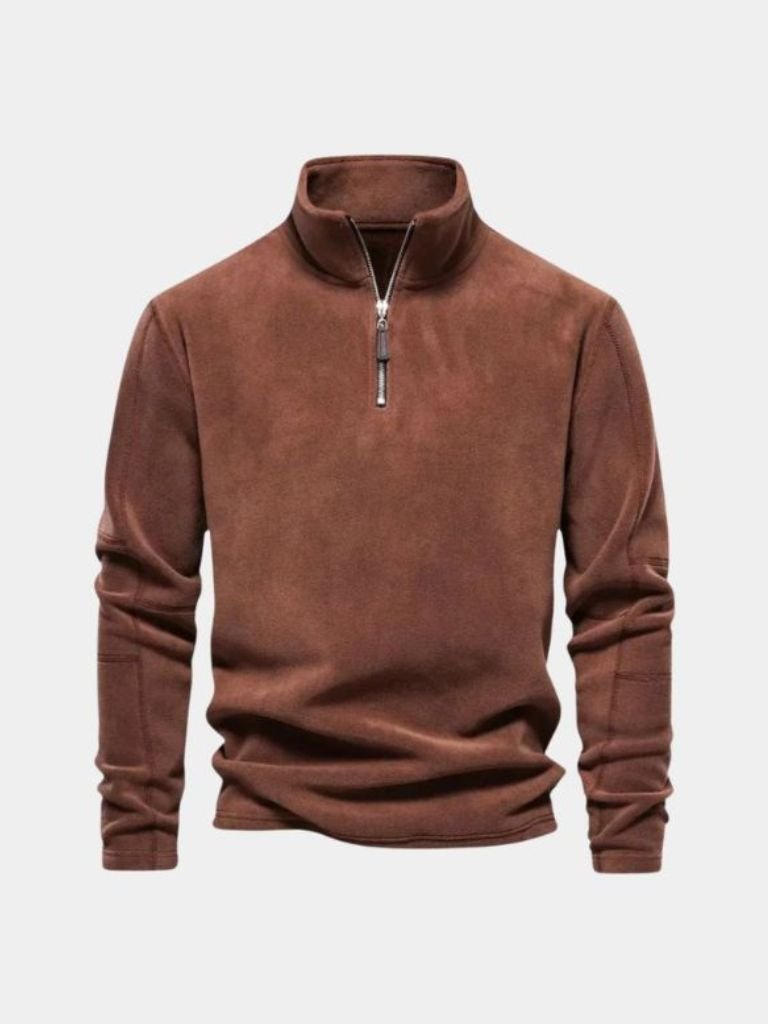 Mock-Neck Zip-Up Relaxed Cardigan