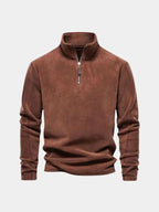 Mock-Neck Zip-Up Relaxed Cardigan